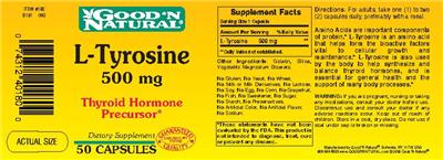 L-Tyrosine 500 mg label