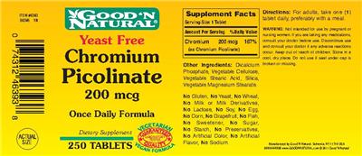 Chromium Picolinate 200 mcg label