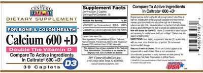 Calcium 600+D label