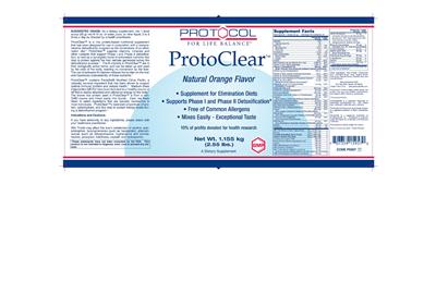 ProtoClear Natural Orange Flavor label