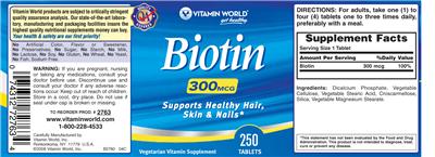 Biotin 300 mcg label