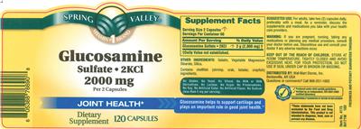 Glucosamine Sulfate 2KCl 2000 mg label