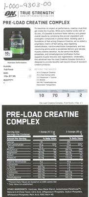 Pre-Load Creatine Complex Fruit Punch label