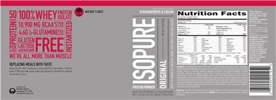 Isopure Original Strawberries & Cream label
