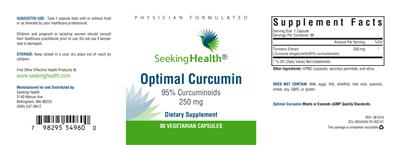Optimal Curcumin 250 mg label