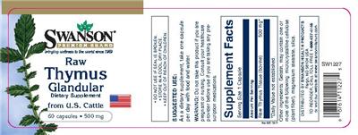 Raw Thymus Glandular 500 mg label