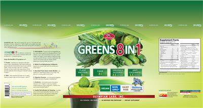 Greens 8 in 1 Blueberry label