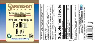 Psyllium Husk 625 mg label