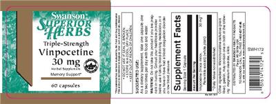 Triple Strength Vinpocetine 30 mg label