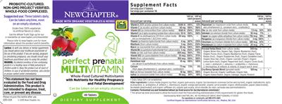 Perfect Prenatal Multivitamin label