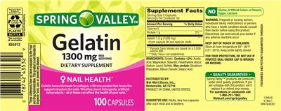 Gelatin 1300 mg label