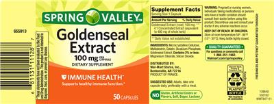 Goldenseal Extract 100 mg label