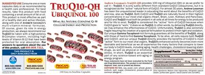 TruQ10-QH Ubiquinol 100 label