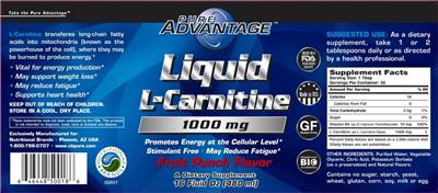 Liquid L-Carnitine 1000 mg Fruit Punch Flavor label