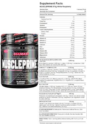 Muscleprime White Raspberry label