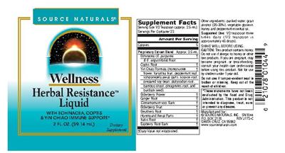Wellness Herbal Resistance Liquid label