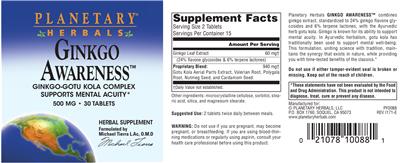 Ginkgo Awareness label