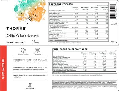Children's Basic Nutrients label