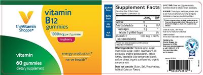 Vitamin B12 Gummies 1000 mcg Raspberry label