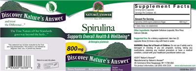Spirulina 800 mg label