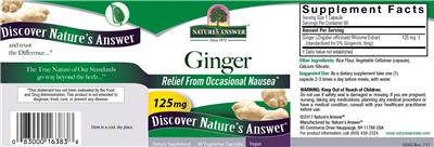 Ginger 125 mg label