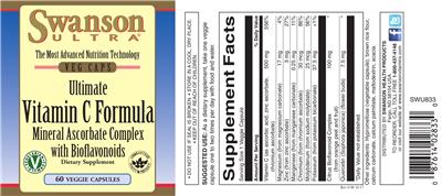 Ultimate Vitamin C Formula Mineral Ascorbate Complex with Bioflavonoids label
