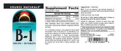 High Potency B-1 500 mg label