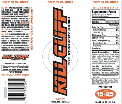 Kill Cliff The Recovery Drink label