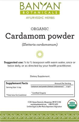 Organic Cardamom Powder label