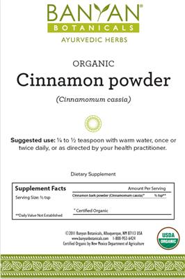 Organic Cinnamon Powder label