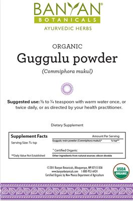Organic Guggulu Powder label
