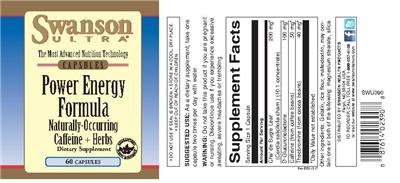 Power Energy Formula Naturally-Occurring Caffeine + Herbs label