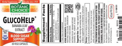 GlucoHelp Banaba Leaf Extract label