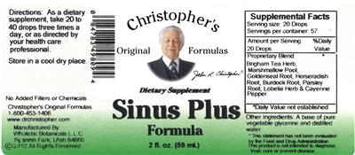 Sinus Plus Formula label