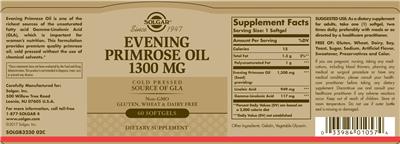 Evening Primrose Oil 1300 mg label