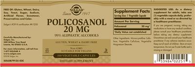 Policosanol 20 mg label