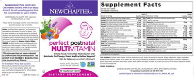 Perfect Postnatal Multivitamin label