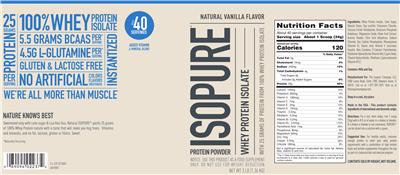 Whey Protein Isolate Natural Vanilla Flavor label