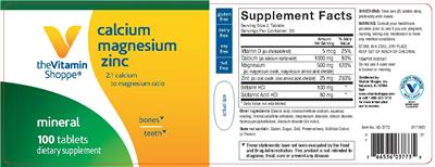 Calcium Magnesium Zinc label