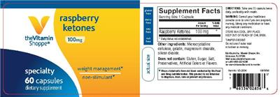 Raspberry Ketones 100 mg label