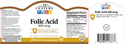 Folic Acid 400 mcg label