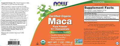 Certified Organic Maca label