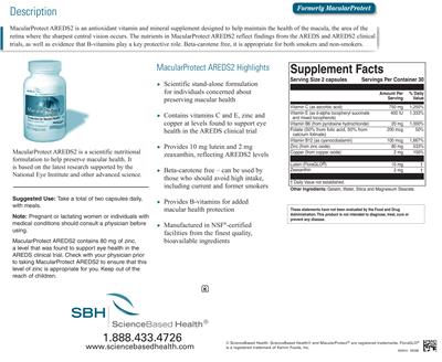 MacularProtect Areds2 label