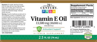 Vitamin E Oil label