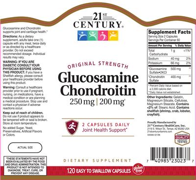 Glucosamine 250 mg Chondroitin 200 mg label