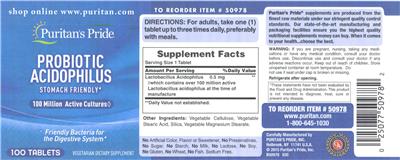 Probiotic Acidophilus label
