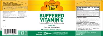 Buffered Vitamin C 1,000 mg label