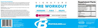 Pre Workout Fruit Punch label