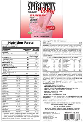 Spiru-Tein Whey High Protein Energy Meal Strawberry label