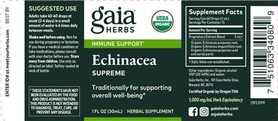Echinacea Supreme label